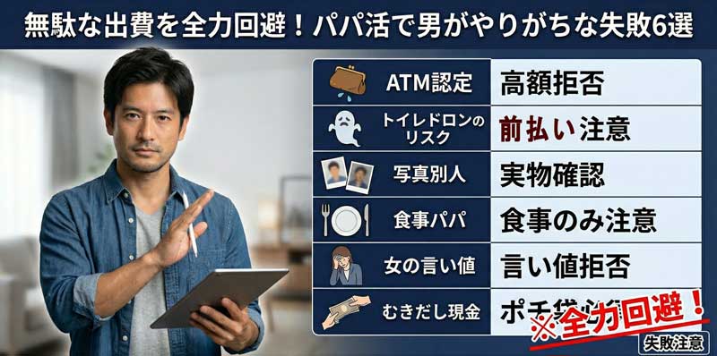 パパ活で男がやりがちな失敗例